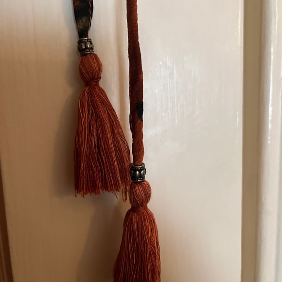 Lovestitch Burnt Orange Floral Button Down Peasant Style Blouse - Picture 5 of 10